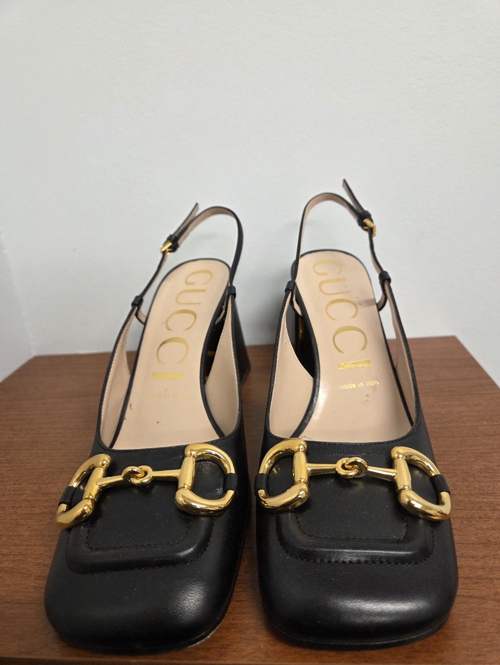 Gucci Black Leather Horsebit Slingback Pumps- Receipt Attached